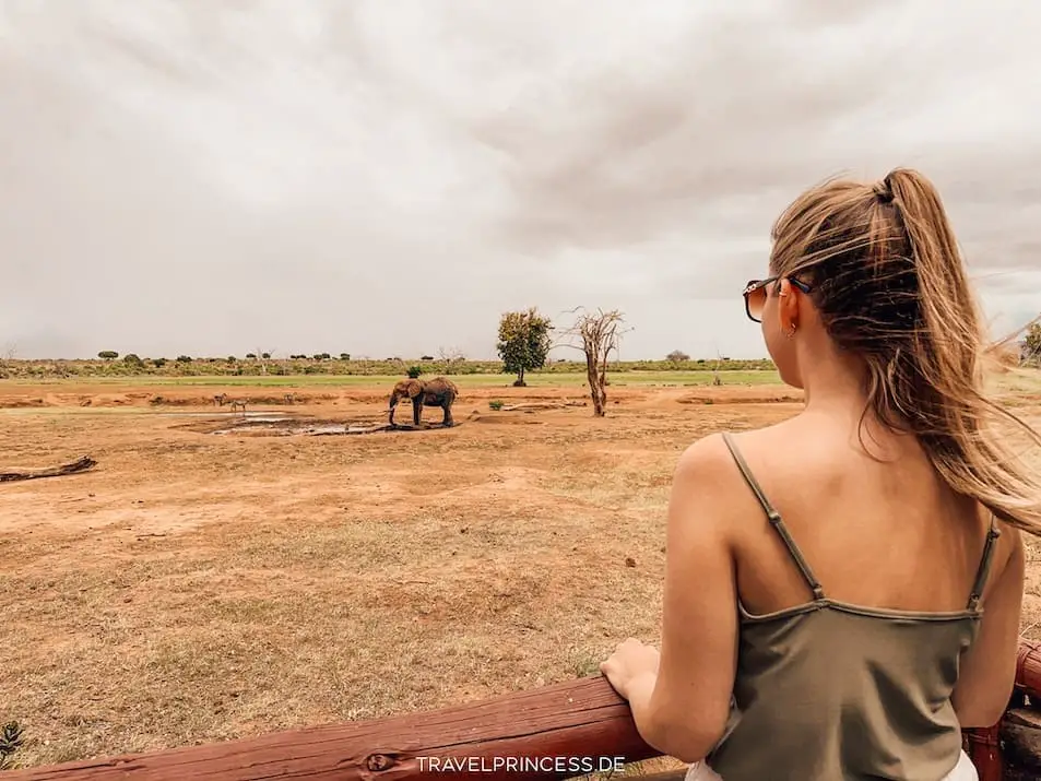 Größter Nationalpark Kenias Safari Elefanten Wasserstelle Urlaub Reiseblog Travelprincess Reisebericht Nationalpark Tsavo-East