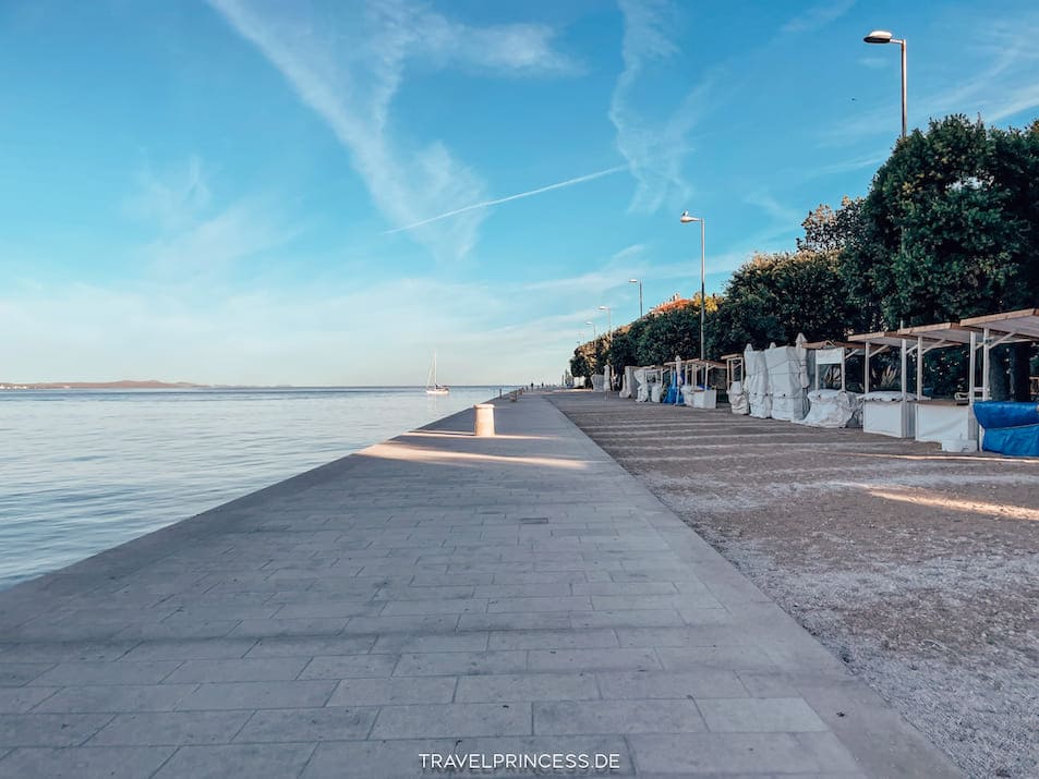 Ufer Meer Adria Promenade Zadar Sonnenuntergang Reisetipps Sehenswürdigkeiten