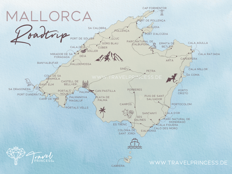 Roadtrip Karte Mallorca Reiseblog Travelprincess Nadja Probst Reisetipps Urlaub 